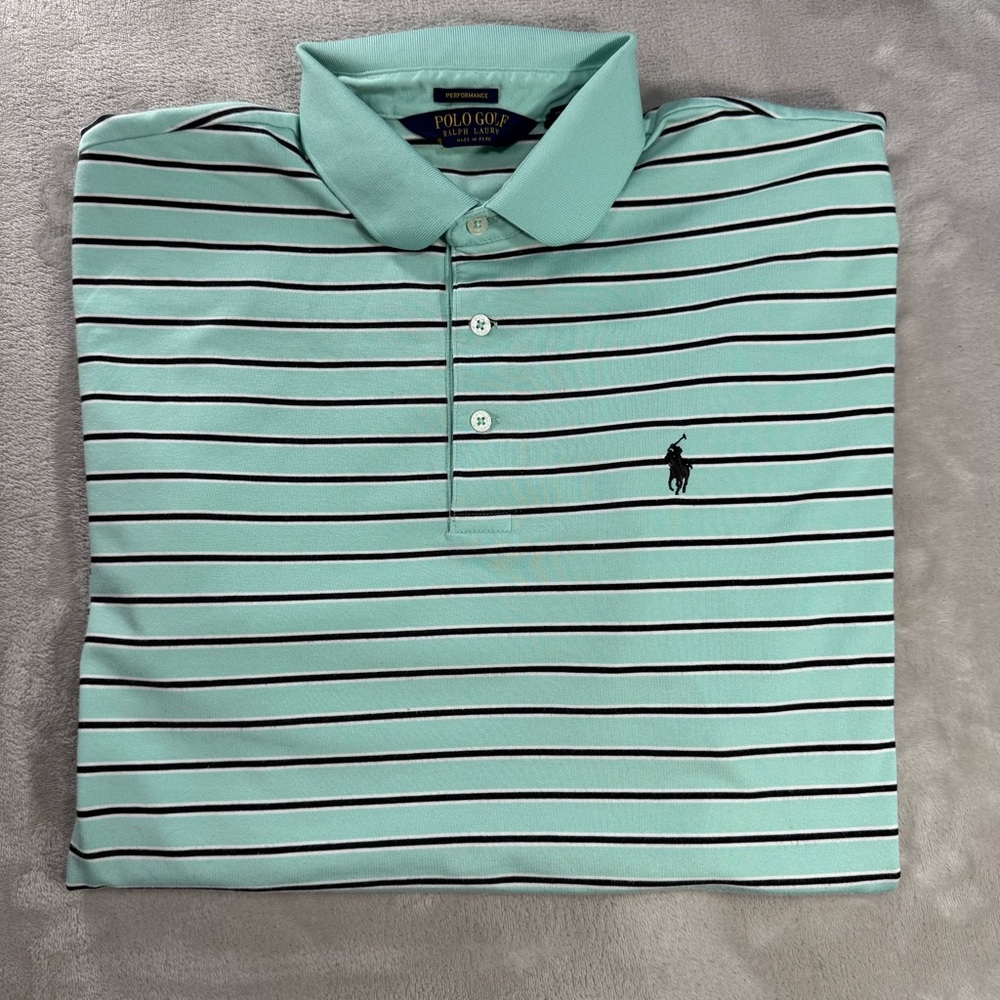 Polo Golf Ralph Lauren Performance Polo Shirt Striped Men's Sz L TPC San Antonio